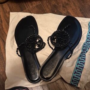 Tory Burch Black Logo Jelly Slide Sandals